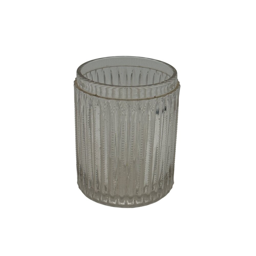 Vintage Ribbed Glass Jar Container Missing Lid Utensil Holder